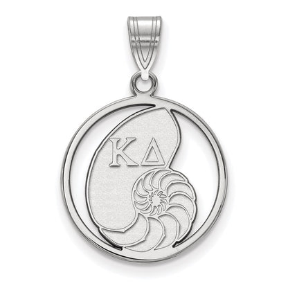 Sterling Silver Rhodium Plated Logoart Kappa Delta Sorority Symbol Medium Circle Pendant