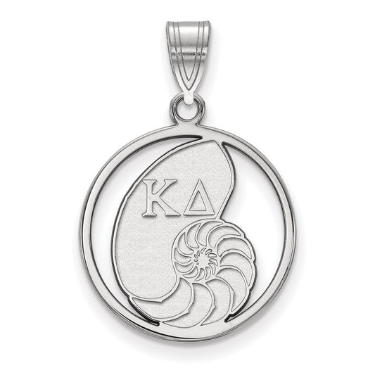 Sterling Silver Rhodium Plated Logoart Kappa Delta Sorority Symbol Medium Circle Pendant