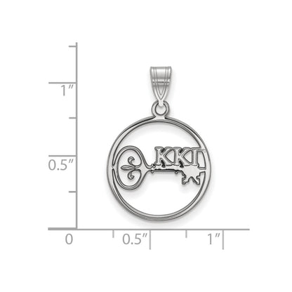 Sterling Silver Rhodium Plated Logoart Kappa Gamma Sorority Symbol Medium Circle Pendant