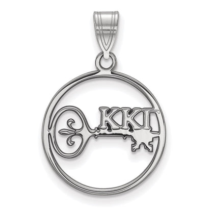 Sterling Silver Rhodium Plated Logoart Kappa Gamma Sorority Symbol Medium Circle Pendant