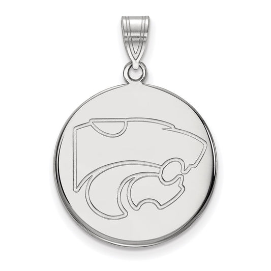 10K White Gold Logoart Kansas State University Wildcat Large Disc Pendant