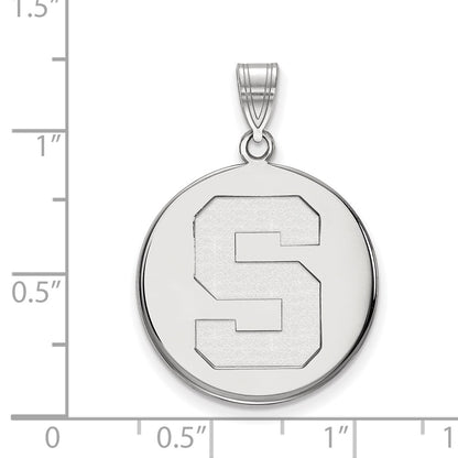 Sterling Silver Rhodium Plated Logoart Michigan State University Letter S Large Disc Pendant