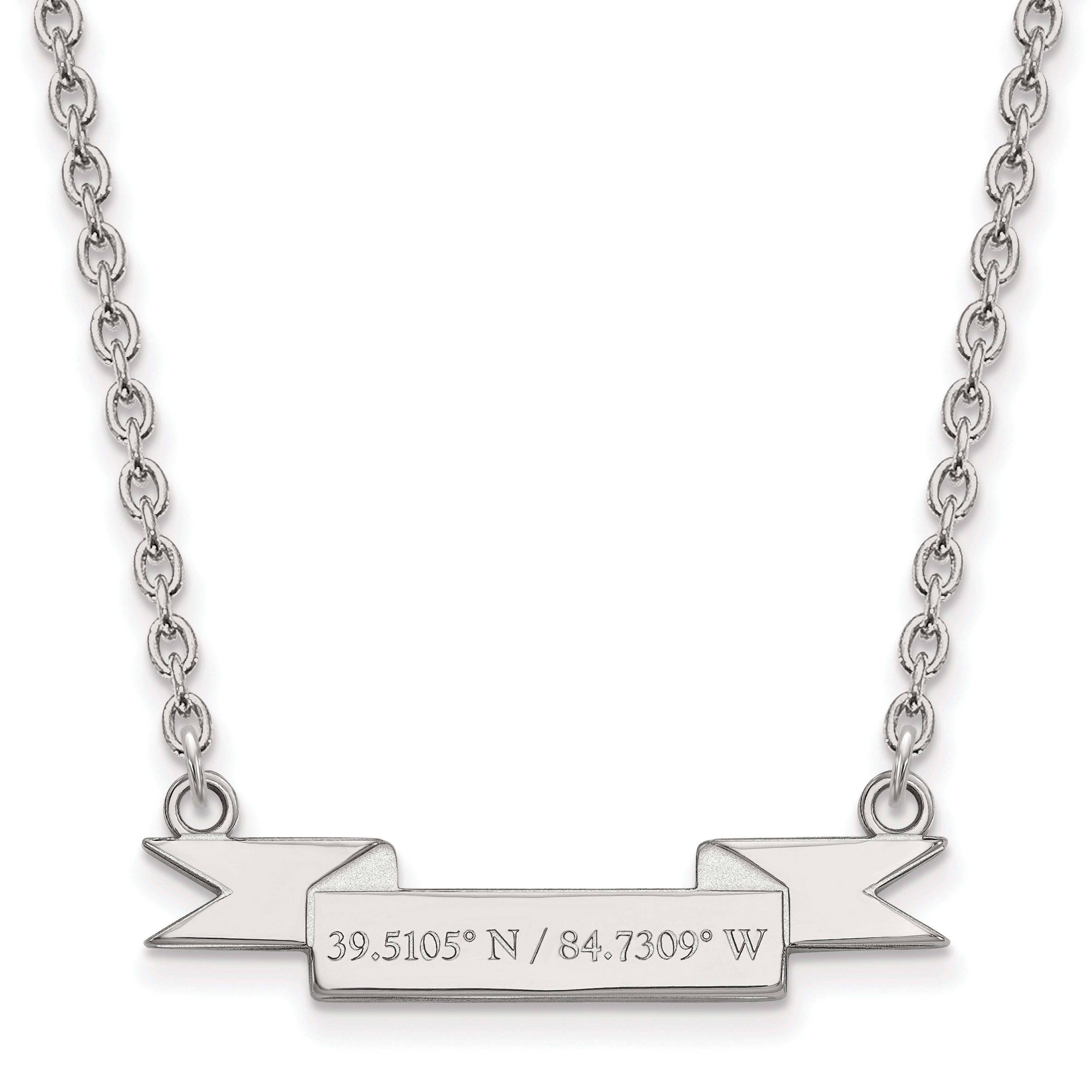 Sterling Silver Rhodium Plated Logoart Miami University Ohio Small Latitude Banner Pendant 18 Inch Necklace