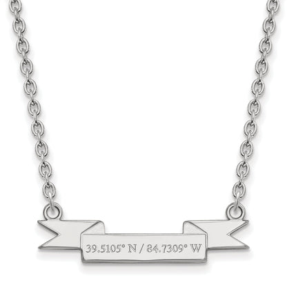 Sterling Silver Rhodium Plated Logoart Miami University Ohio Small Latitude Banner Pendant 18 Inch Necklace