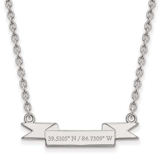 Sterling Silver Rhodium Plated Logoart Miami University Ohio Small Latitude Banner Pendant 18 Inch Necklace