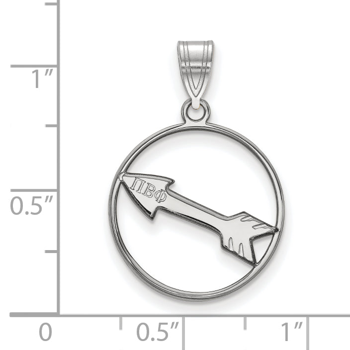Sterling Silver Rhodium Plated Logoart Pi Beta Phi Sorority Symbol Medium Circle Pendant