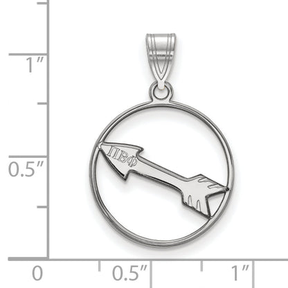 Sterling Silver Rhodium Plated Logoart Pi Beta Phi Sorority Symbol Medium Circle Pendant
