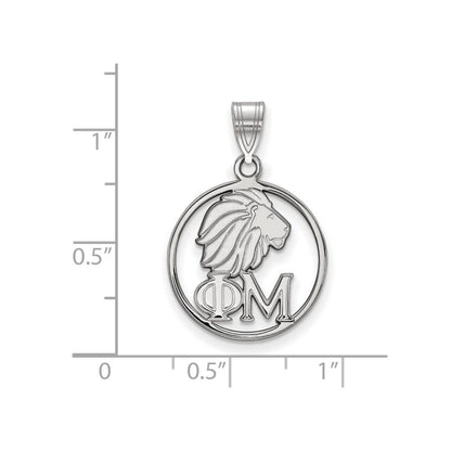 Sterling Silver Rhodium Plated Logoart Phi Mu Sorority Symbol Small Circle Pendant