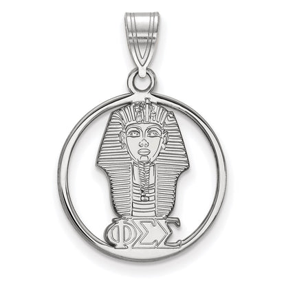 Sterling Silver Rhodium Plated Logoart Phi Sigma Sorority Symbol Medium Circle Pendant