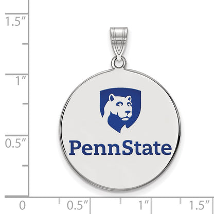 Sterling Silver Rhodium Plated Logoart Penn State University Extra Large Enameled Disc Pendant