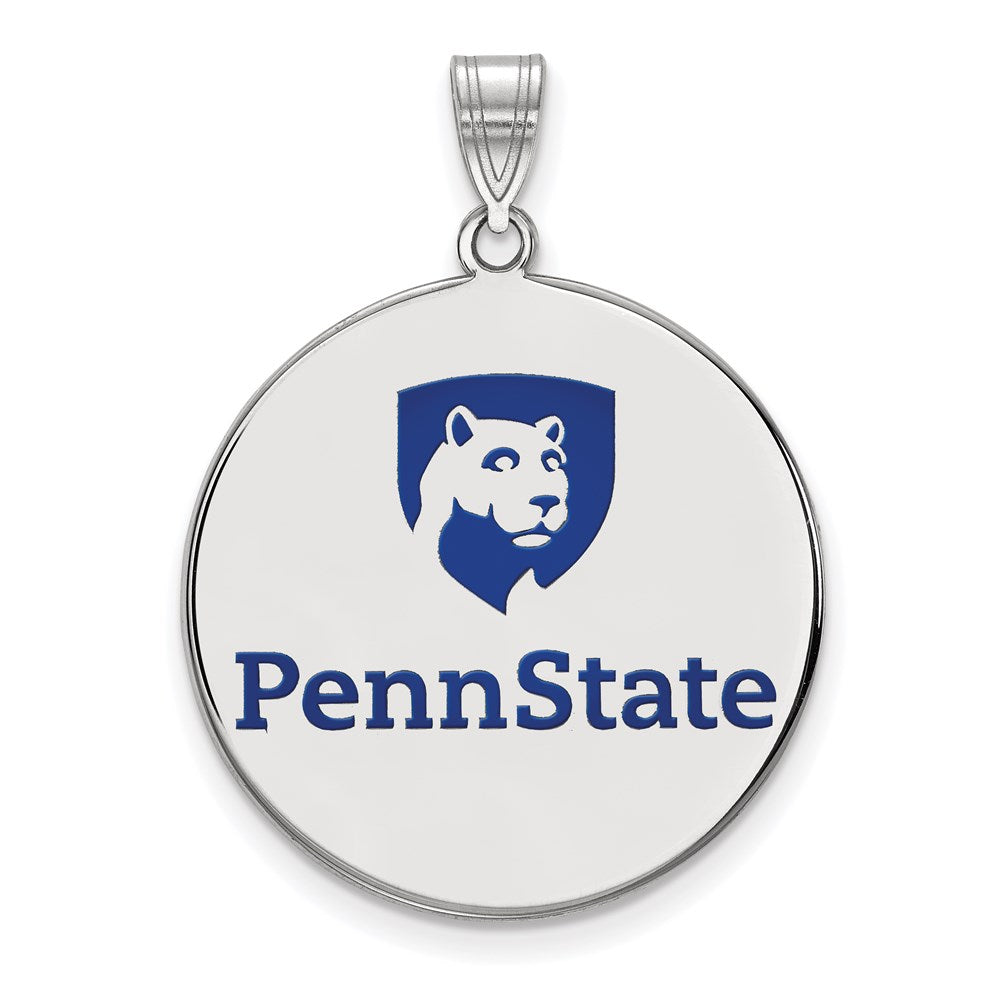 Sterling Silver Rhodium Plated Logoart Penn State University Extra Large Enameled Disc Pendant