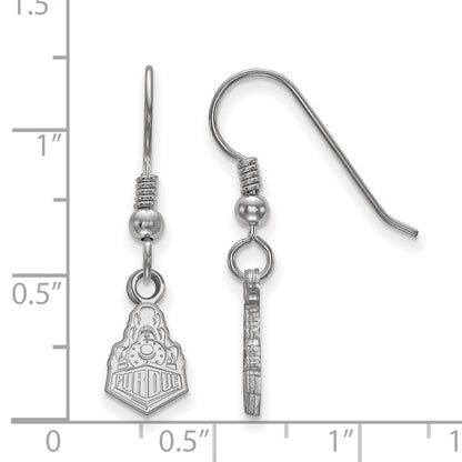 Sterling Silver Rhodium Plated Logoart Purdue University Boilermakers Train Logo Extra Small Dangle Wire Earrings