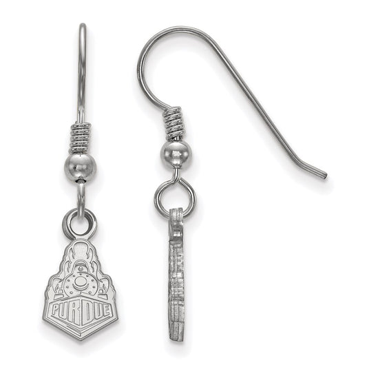 Sterling Silver Rhodium Plated Logoart Purdue University Boilermakers Train Logo Extra Small Dangle Wire Earrings