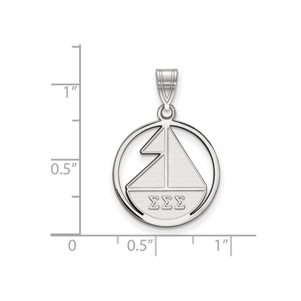 Sterling Silver Rhodium Plated Logoart Sigma Sorority Symbol Medium Circle Pendant