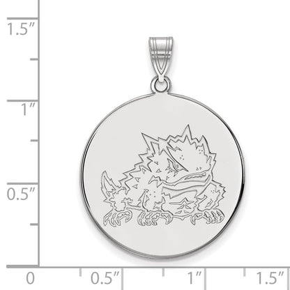14K White Gold Logoart Texas Christian University Horned Frog Extra Large Disc Pendant