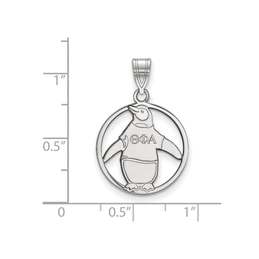 Sterling Silver Rhodium Plated Logoart Theta Phi Alpha Sorority Symbol Medium Circle Pendant