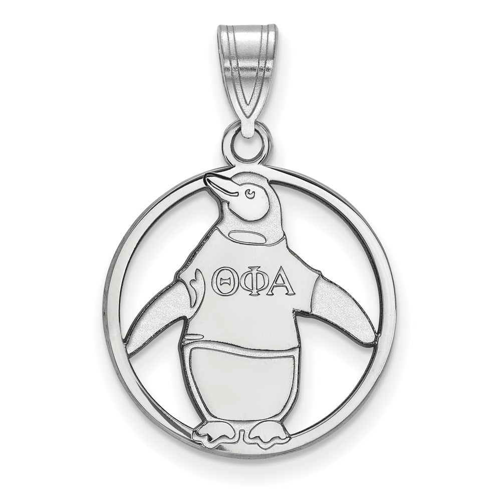 Sterling Silver Rhodium Plated Logoart Theta Phi Alpha Sorority Symbol Medium Circle Pendant