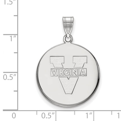 Sterling Silver Rhodium Plated Logoart University Of Virginia Large Disc Pendant