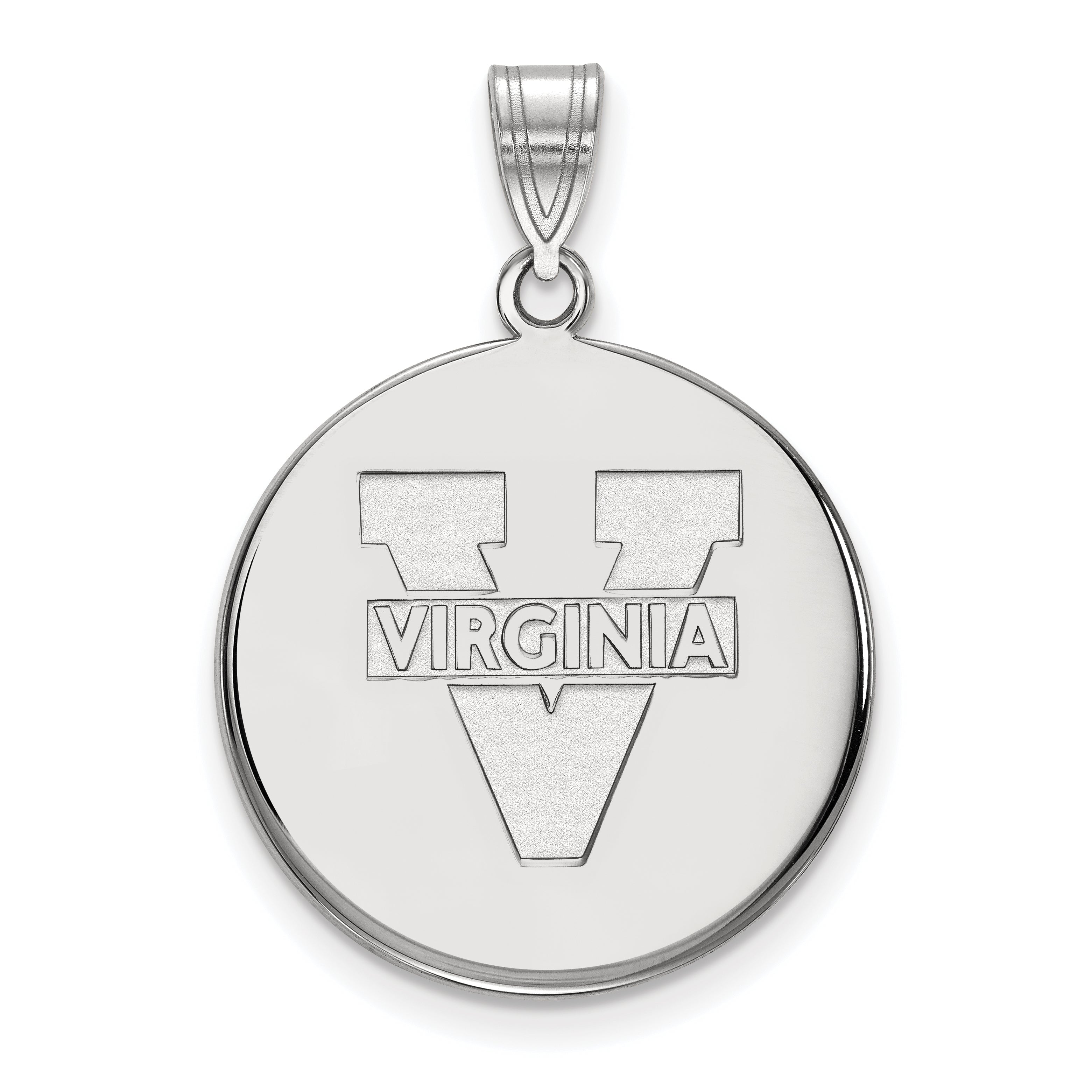 Sterling Silver Rhodium Plated Logoart University Of Virginia Large Disc Pendant