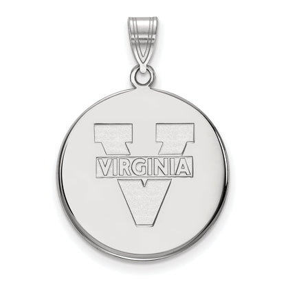Sterling Silver Rhodium Plated Logoart University Of Virginia Large Disc Pendant