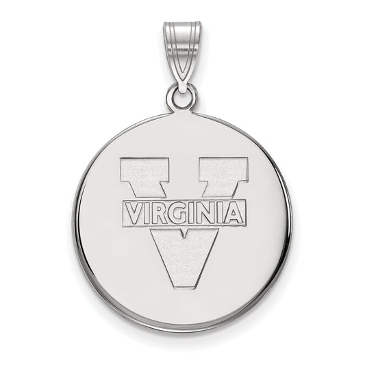 Sterling Silver Rhodium Plated Logoart University Of Virginia Large Disc Pendant