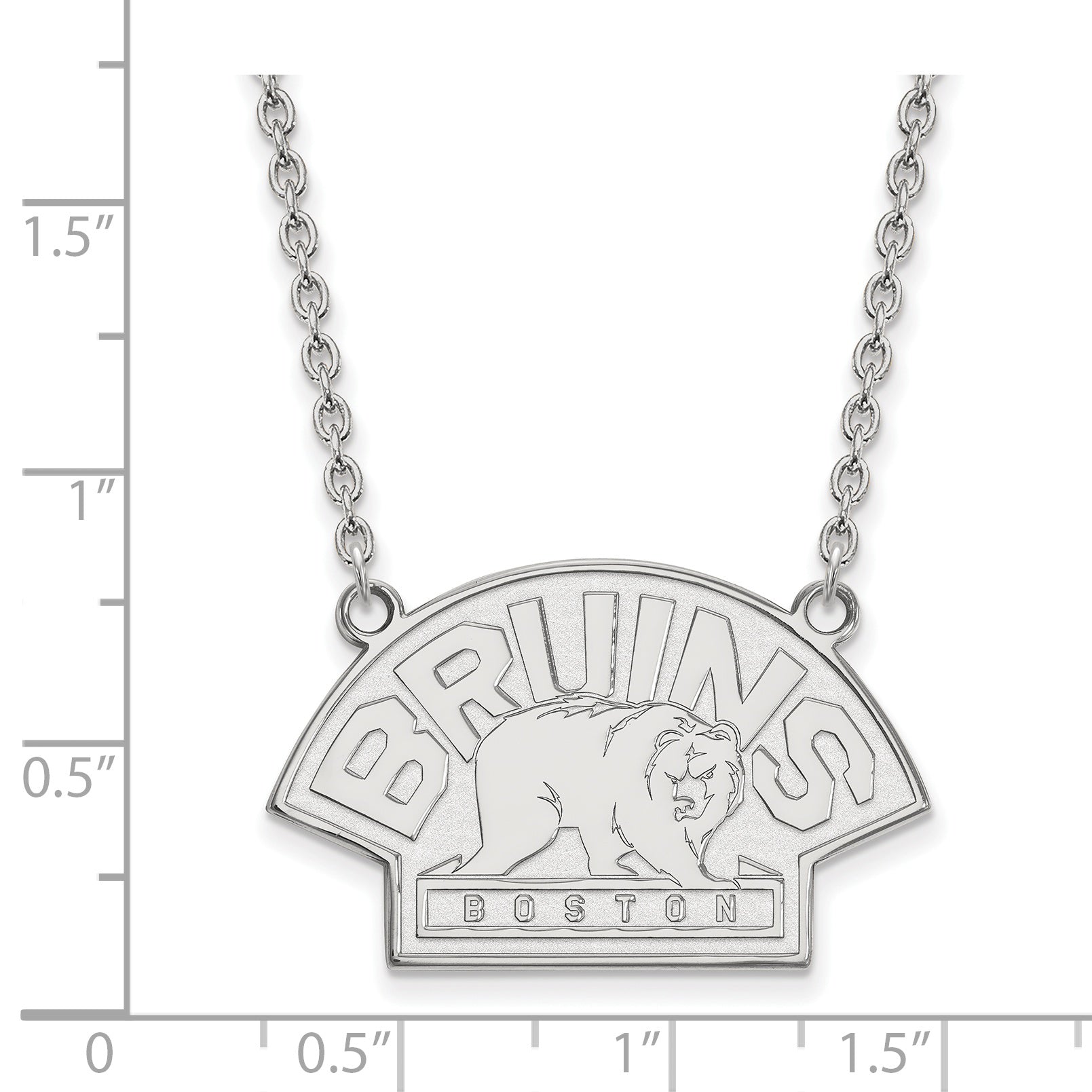 Sterling Silver Rhodium Plated Nhl Logoart Boston Bruins Large Pendant 18 Inch Necklace