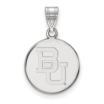14K White Gold Logoart Baylor University Bears Medium Disc Pendant