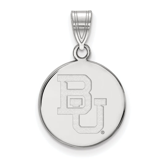 Sterling Silver Rhodium Plated Logoart Baylor University Bears Medium Disc Pendant