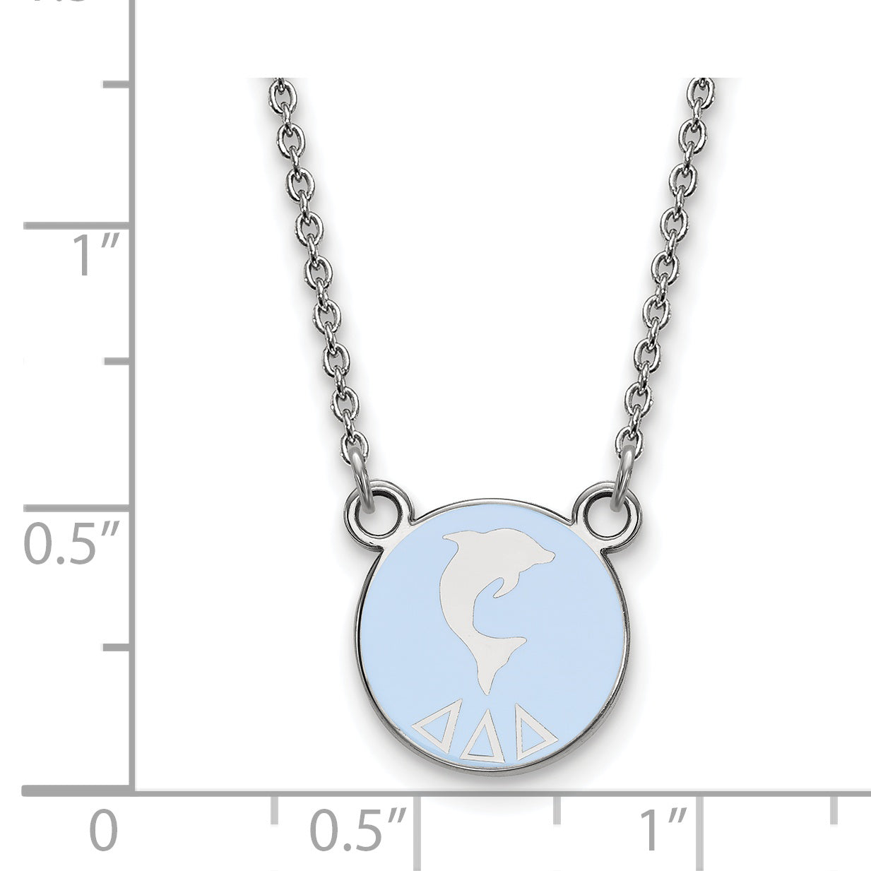 Sterling Silver Rhodium Plated Logoart Delta Sorority Symbol Small Color Enamel Pendant 18 Inch Necklace