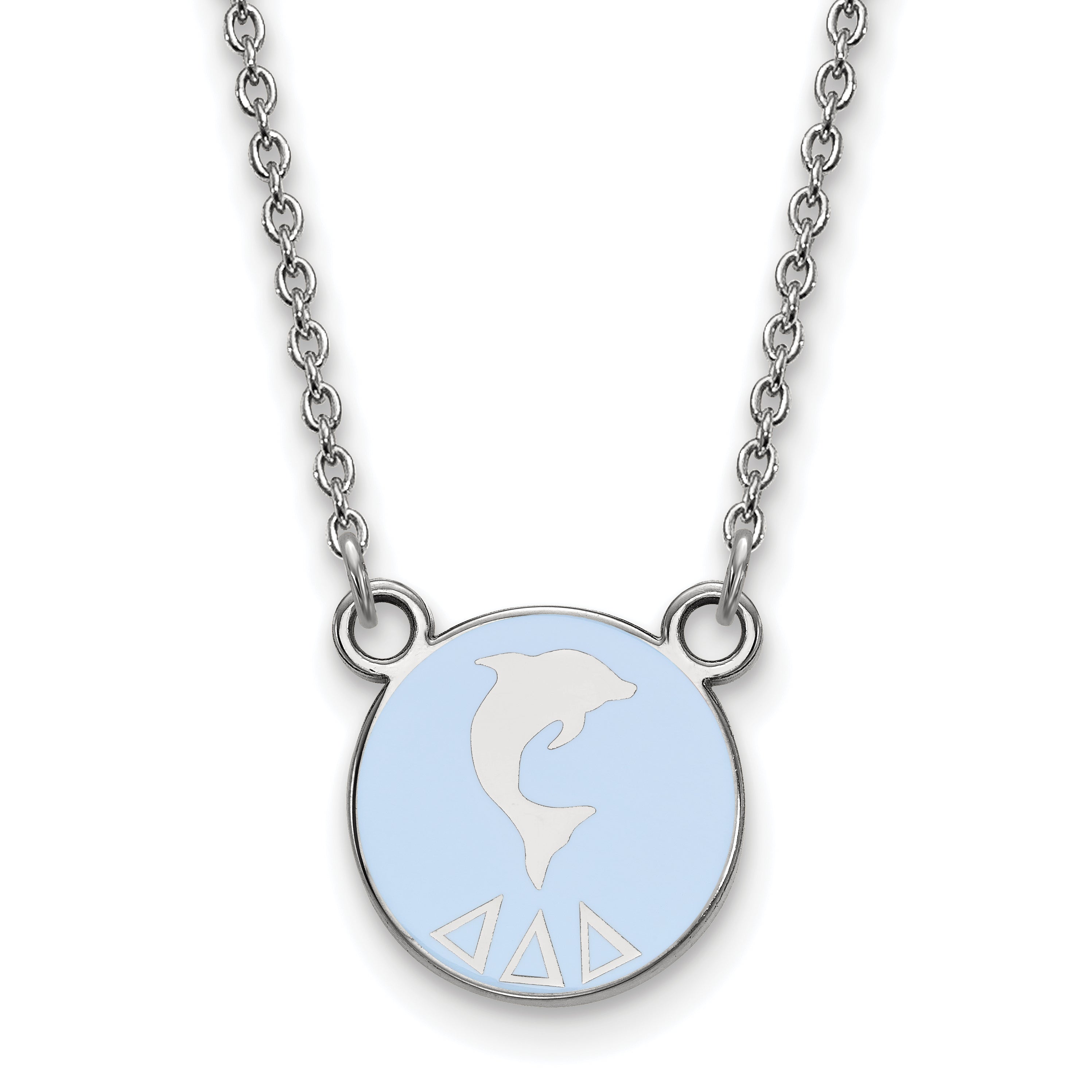 Sterling Silver Rhodium Plated Logoart Delta Sorority Symbol Small Color Enamel Pendant 18 Inch Necklace