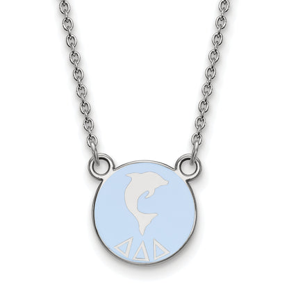 Sterling Silver Rhodium Plated Logoart Delta Sorority Symbol Small Color Enamel Pendant 18 Inch Necklace