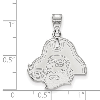 Sterling Silver Rhodium Plated Logoart East Carolina University Pirate Large Pendant