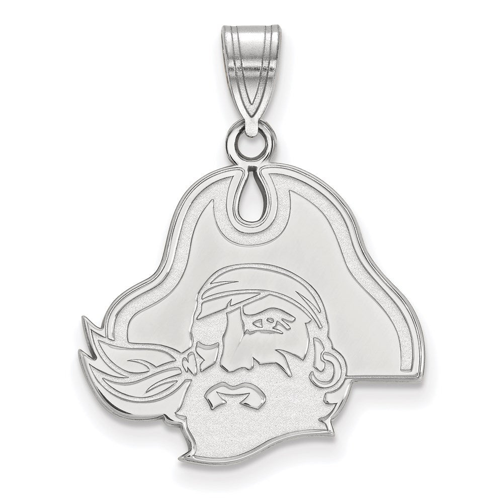 Sterling Silver Rhodium Plated Logoart East Carolina University Pirate Large Pendant