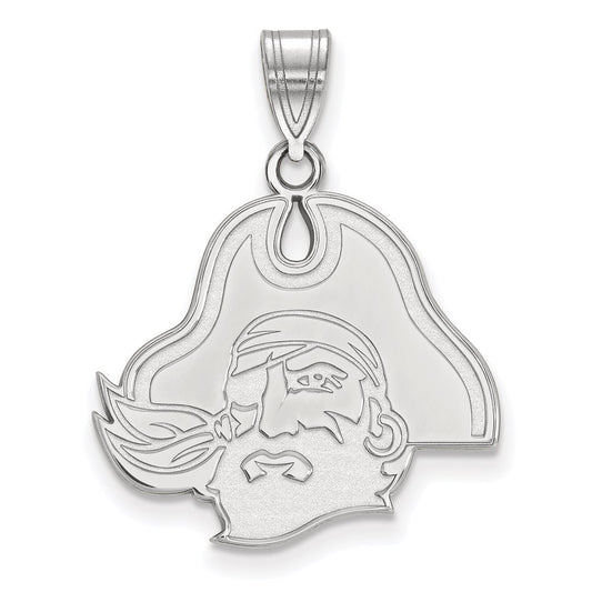 Sterling Silver Rhodium Plated Logoart East Carolina University Pirate Large Pendant