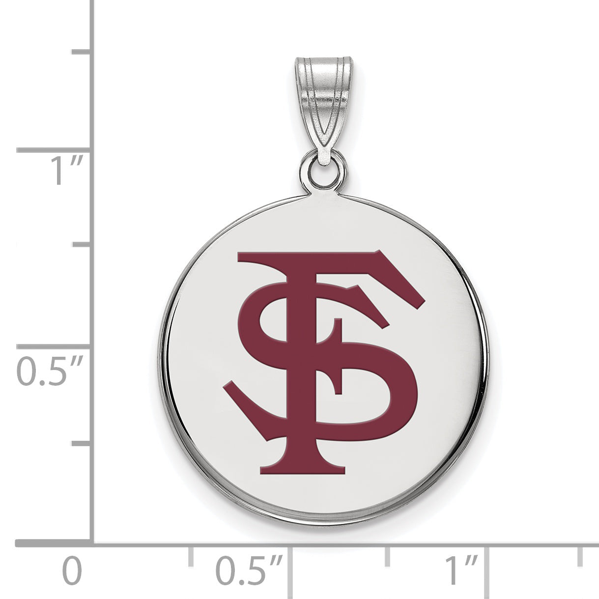 Sterling Silver Rhodium Plated Logoart Florida State University F S Large Enameled Disc Pendant
