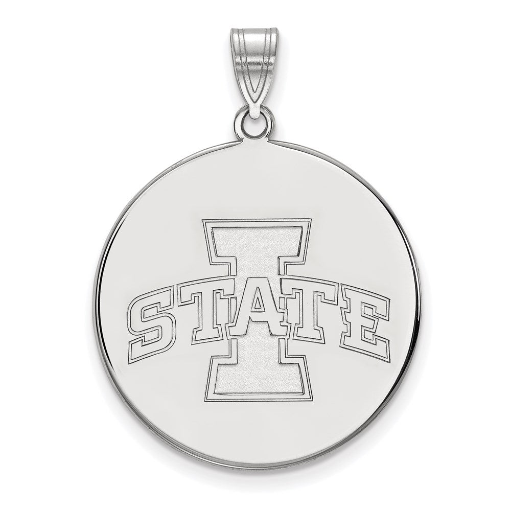14K White Gold Logoart Iowa State University Extra Large Disc Pendant