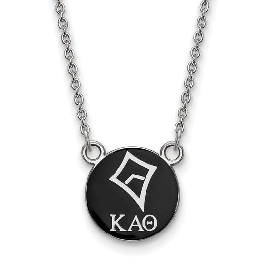 Sterling Silver Rhodium Plated Logoart Kappa Alpha Theta Sorority Symbol Small Color Enamel Pendant 18 Inch Necklace