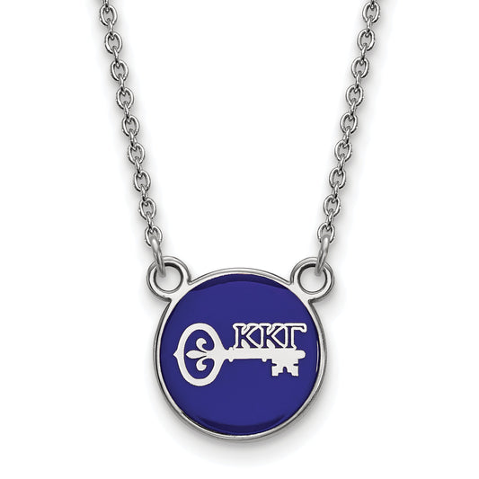 Sterling Silver Rhodium Plated Logoart Kappa Gamma Sorority Symbol Small Color Enamel Pendant 18 Inch Necklace