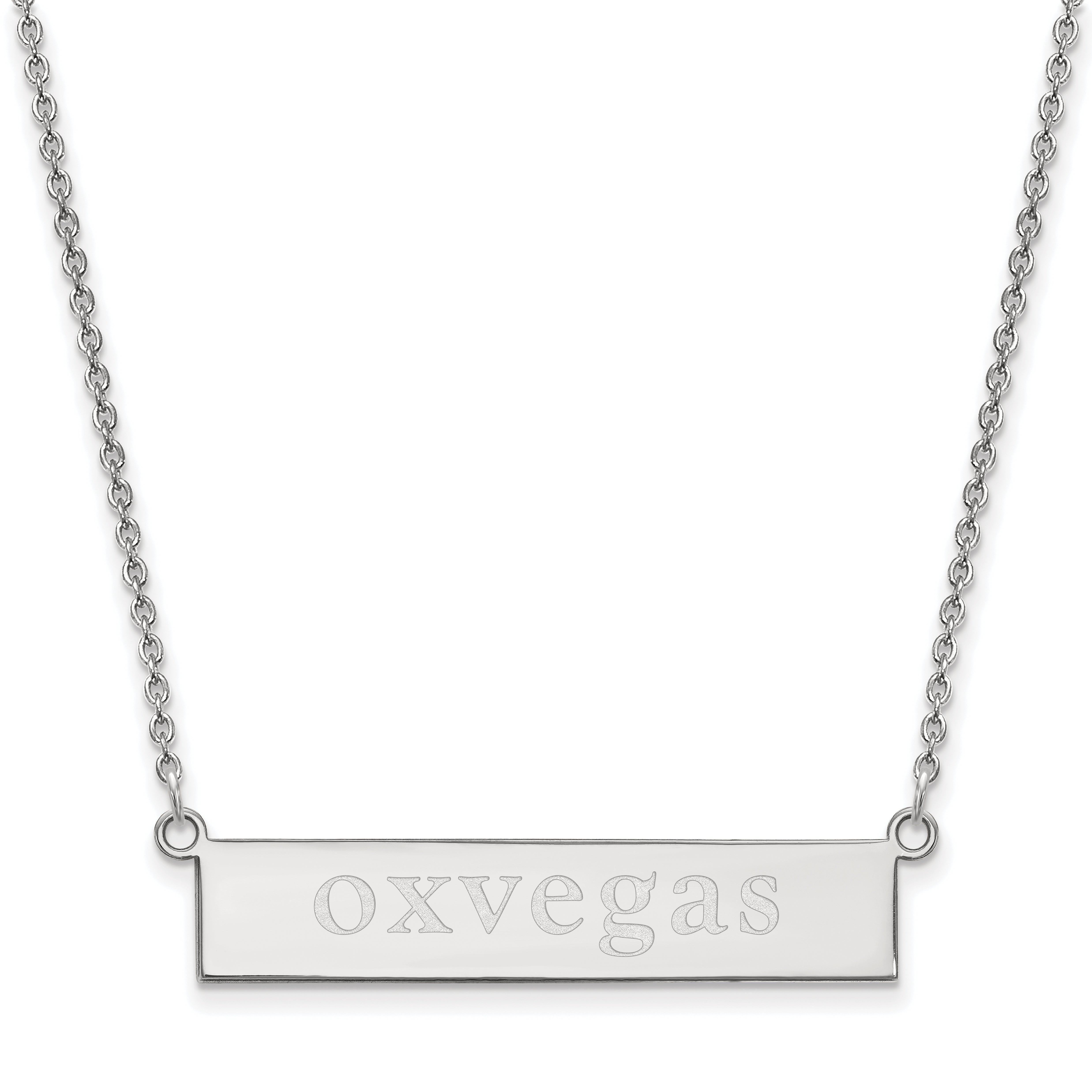 Sterling Silver Rhodium Plated Logoart Miami University Ohio Small Bar 18 Inch Necklace