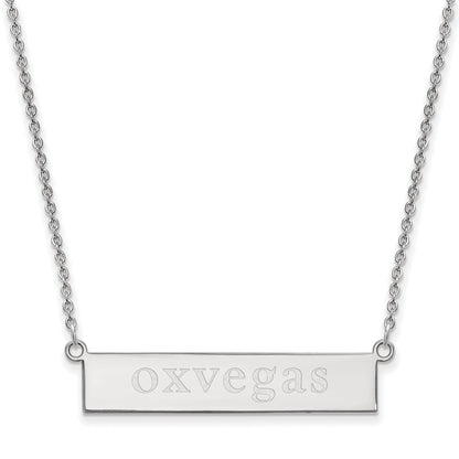 Sterling Silver Rhodium Plated Logoart Miami University Ohio Small Bar 18 Inch Necklace