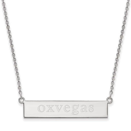 Sterling Silver Rhodium Plated Logoart Miami University Ohio Small Bar 18 Inch Necklace