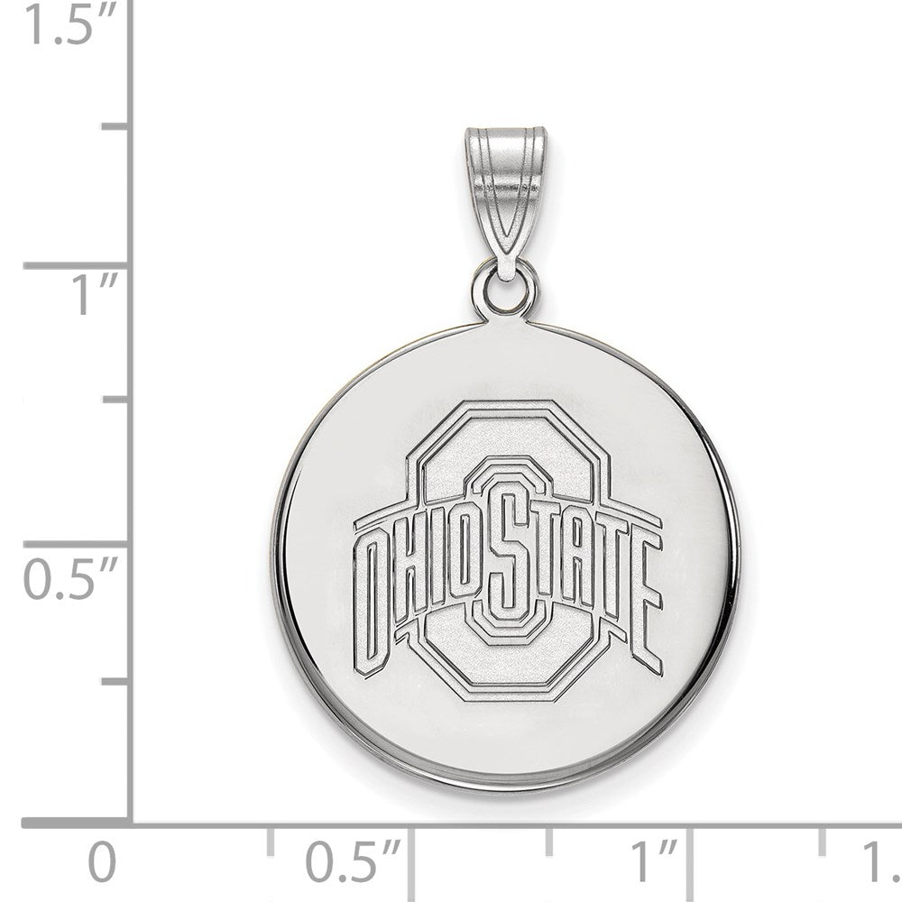 Sterling Silver Rhodium Plated Logoart The Ohio State University Large Disc Pendant