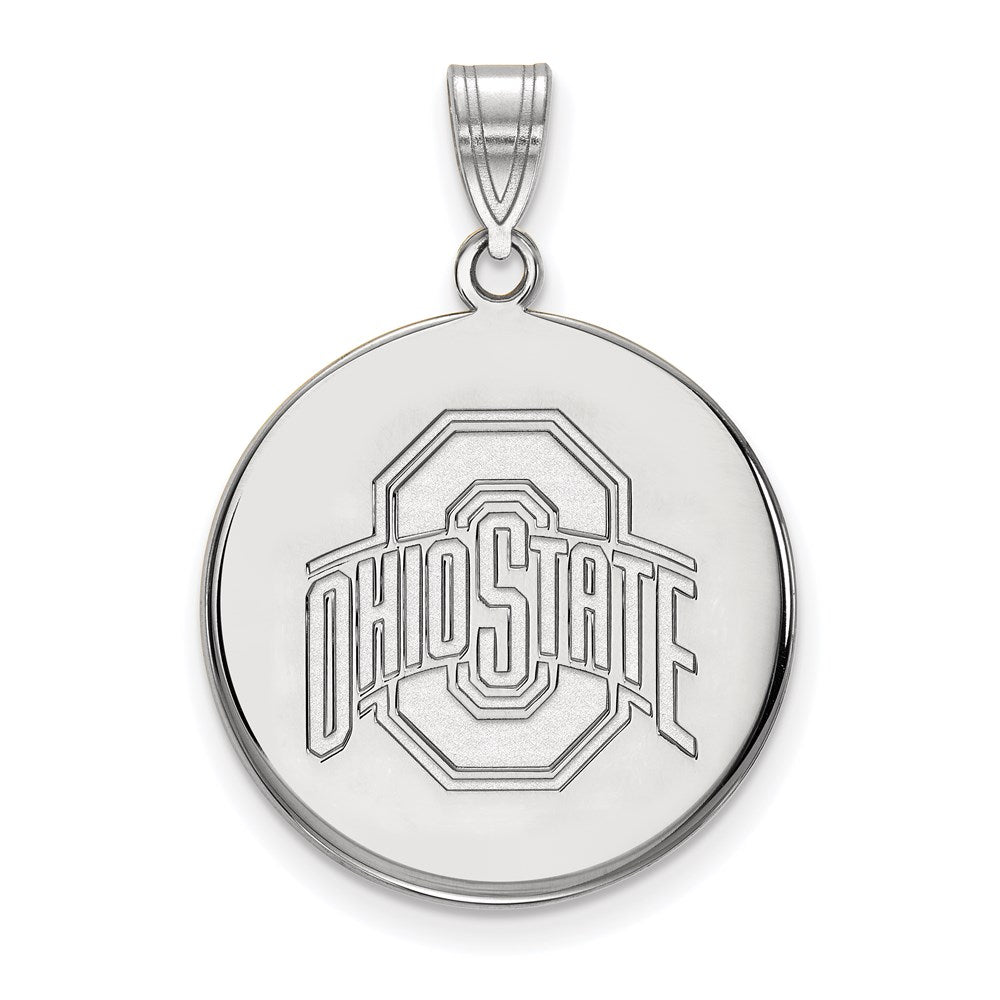 Sterling Silver Rhodium Plated Logoart The Ohio State University Large Disc Pendant