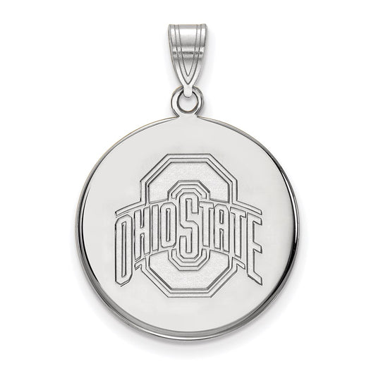 Sterling Silver Rhodium Plated Logoart The Ohio State University Large Disc Pendant