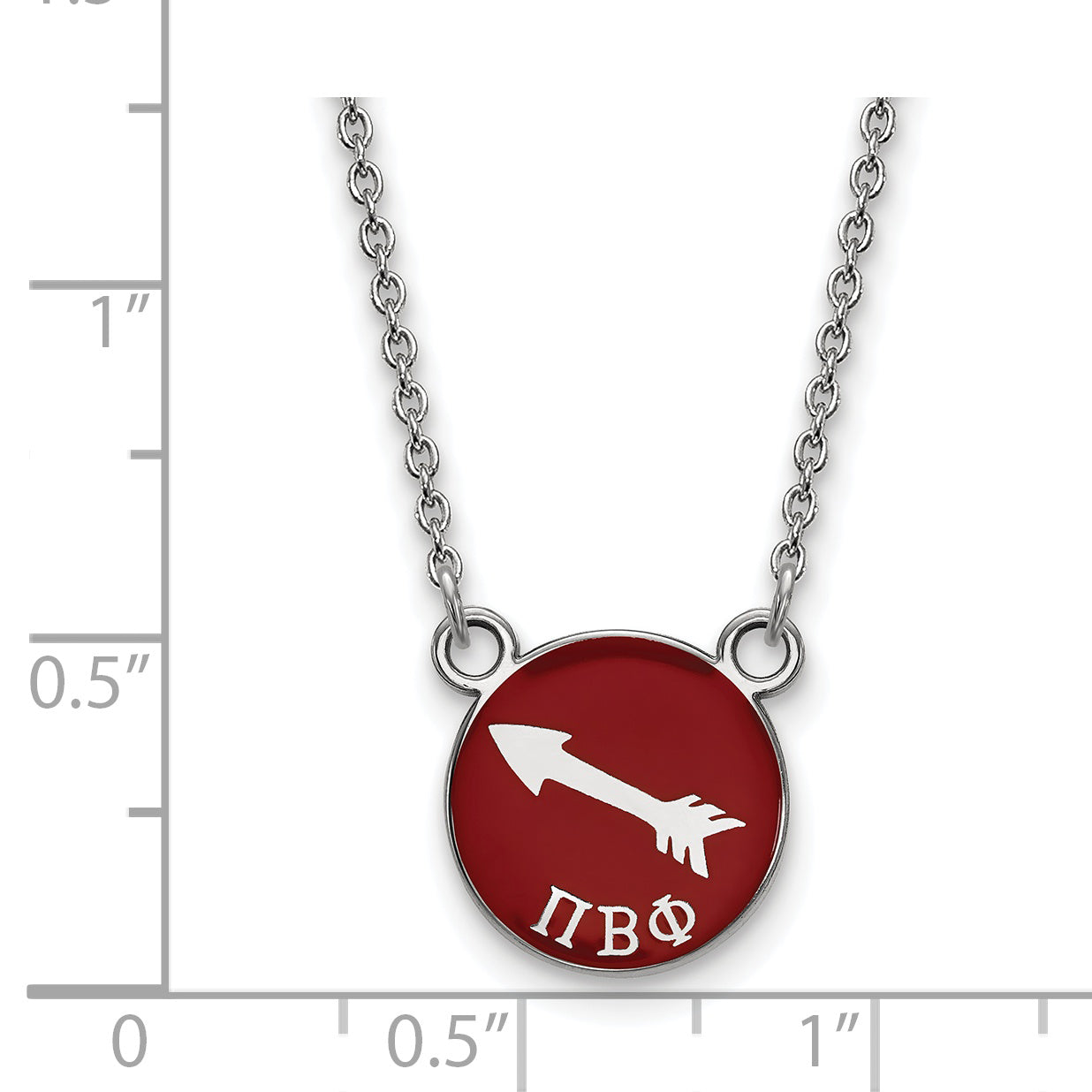 Sterling Silver Rhodium Plated Logoart Pi Beta Phi Sorority Symbol Small Color Enamel Pendant 18 Inch Necklace