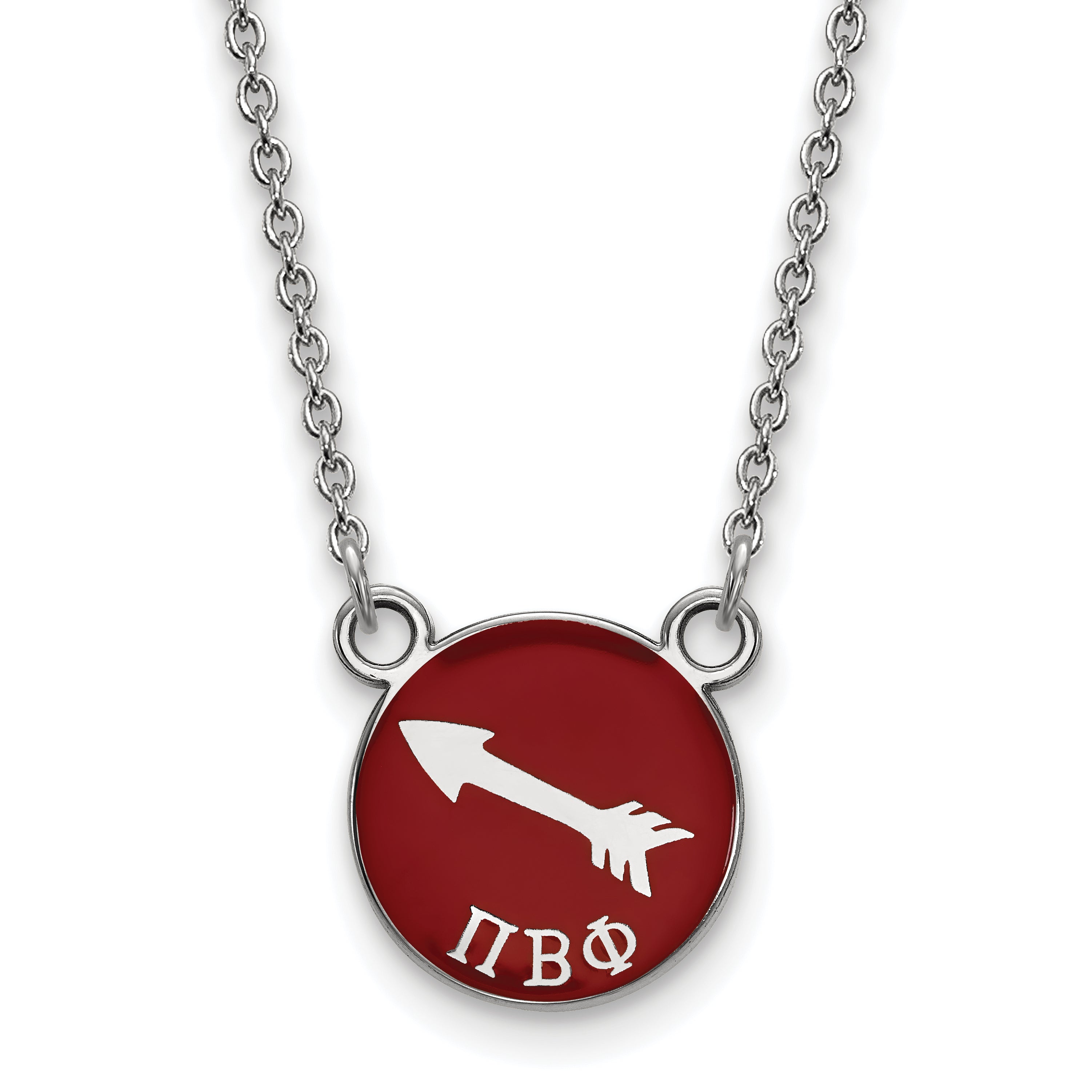 Sterling Silver Rhodium Plated Logoart Pi Beta Phi Sorority Symbol Small Color Enamel Pendant 18 Inch Necklace