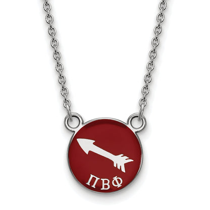 Sterling Silver Rhodium Plated Logoart Pi Beta Phi Sorority Symbol Small Color Enamel Pendant 18 Inch Necklace