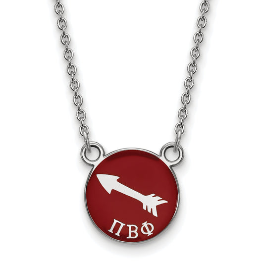 Sterling Silver Rhodium Plated Logoart Pi Beta Phi Sorority Symbol Small Color Enamel Pendant 18 Inch Necklace