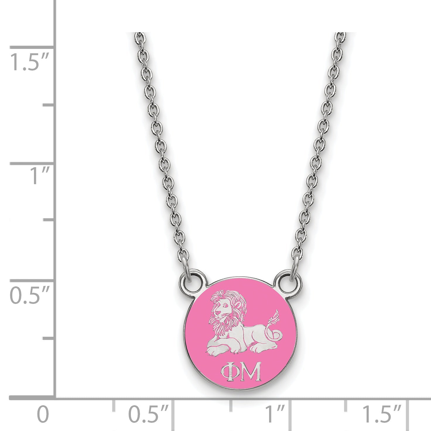 Sterling Silver Rhodium Plated Logoart Phi Mu Extra Sorority Symbol Small Color Enamel Pendant 18 Inch Necklace