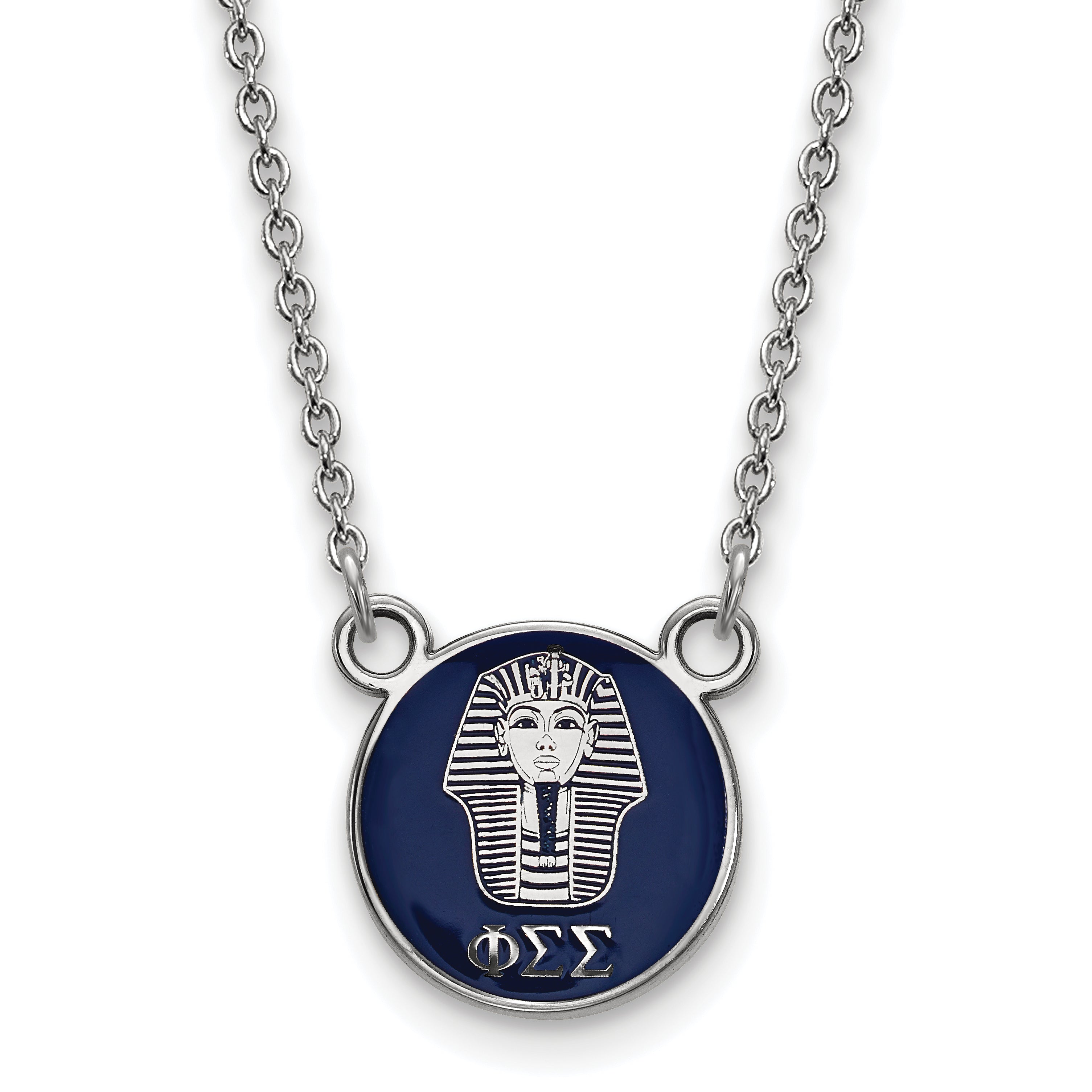 Sterling Silver Rhodium Plated Logoart Phi Sigma Sorority Symbol Small Color Enamel Pendant 18 Inch Necklace